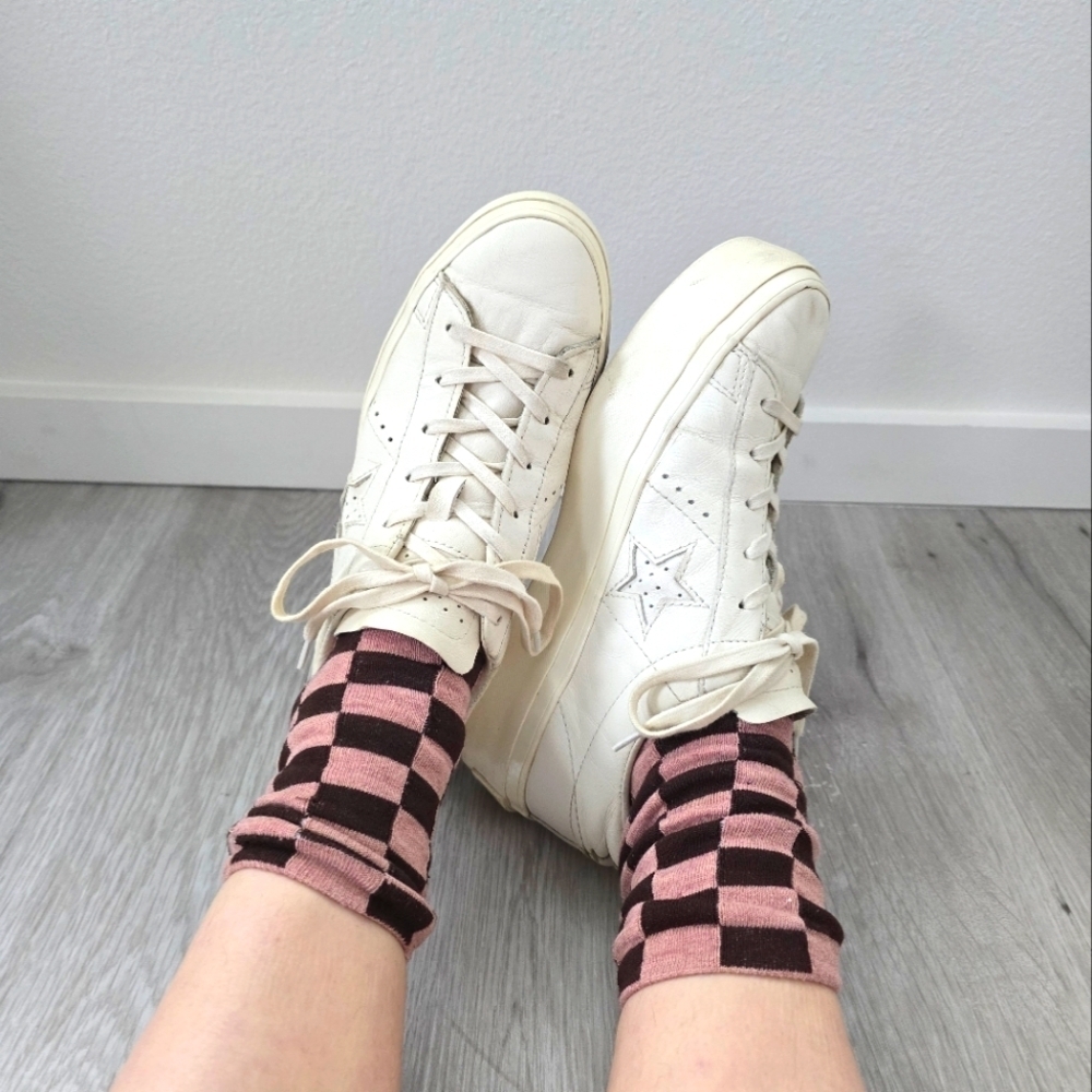 Converse | One Star cream monochrome leather platform sneakers | WMS 7.5